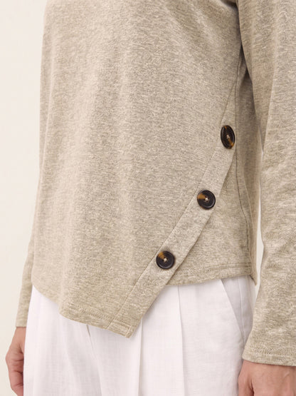 Lyocell Wool Asymmetric Hem Side Button Knit Top CELIA  DestGlow