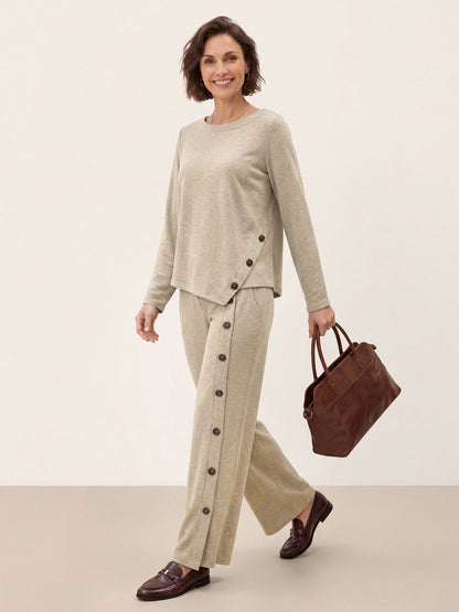 Lyocell Wool Asymmetric Hem Side Button Knit Top CELIA  DestGlow