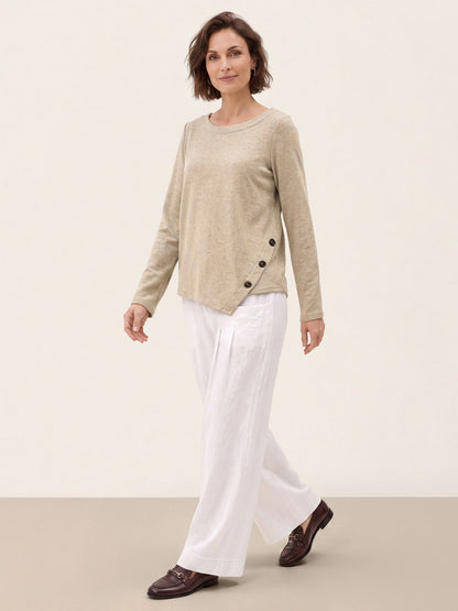 Lyocell Wool Asymmetric Hem Side Button Knit Top CELIA  DestGlow