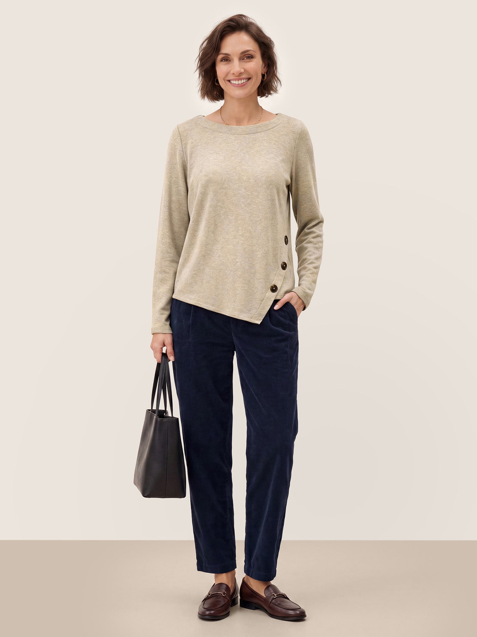 Lyocell Wool Asymmetric Hem Side Button Knit Top CELIA  DestGlow