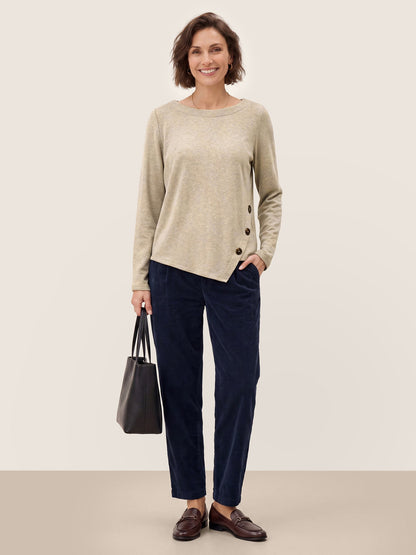Lyocell Wool Asymmetric Hem Side Button Knit Top CELIA  DestGlow