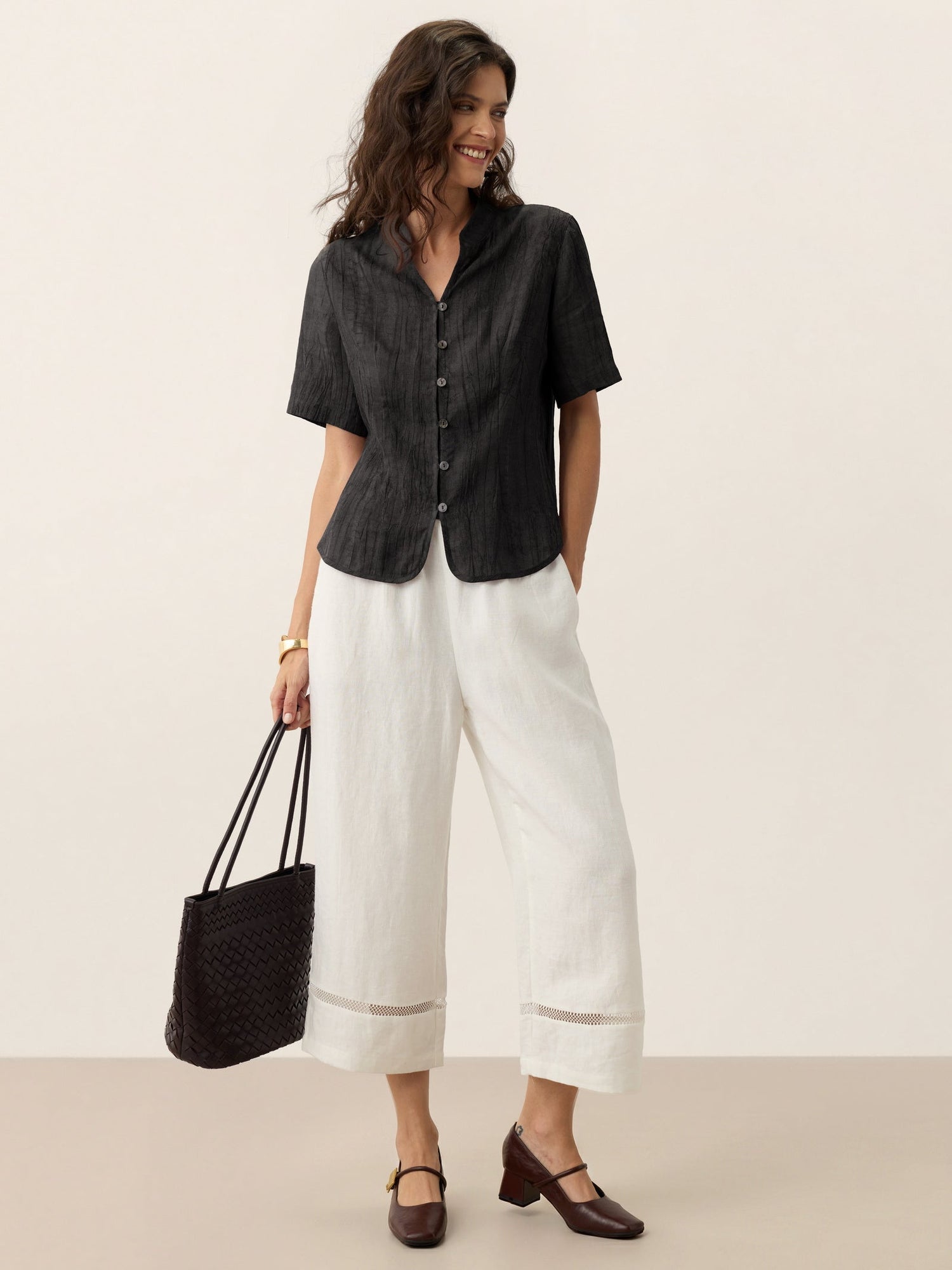 Lyocell Textured Stand Collar Shirt Jacket PHILIPPA  DestGlow