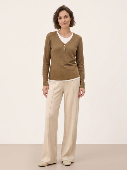 Lyocell Wool Layered Look Button Placket Top SABRINE  DestGlow