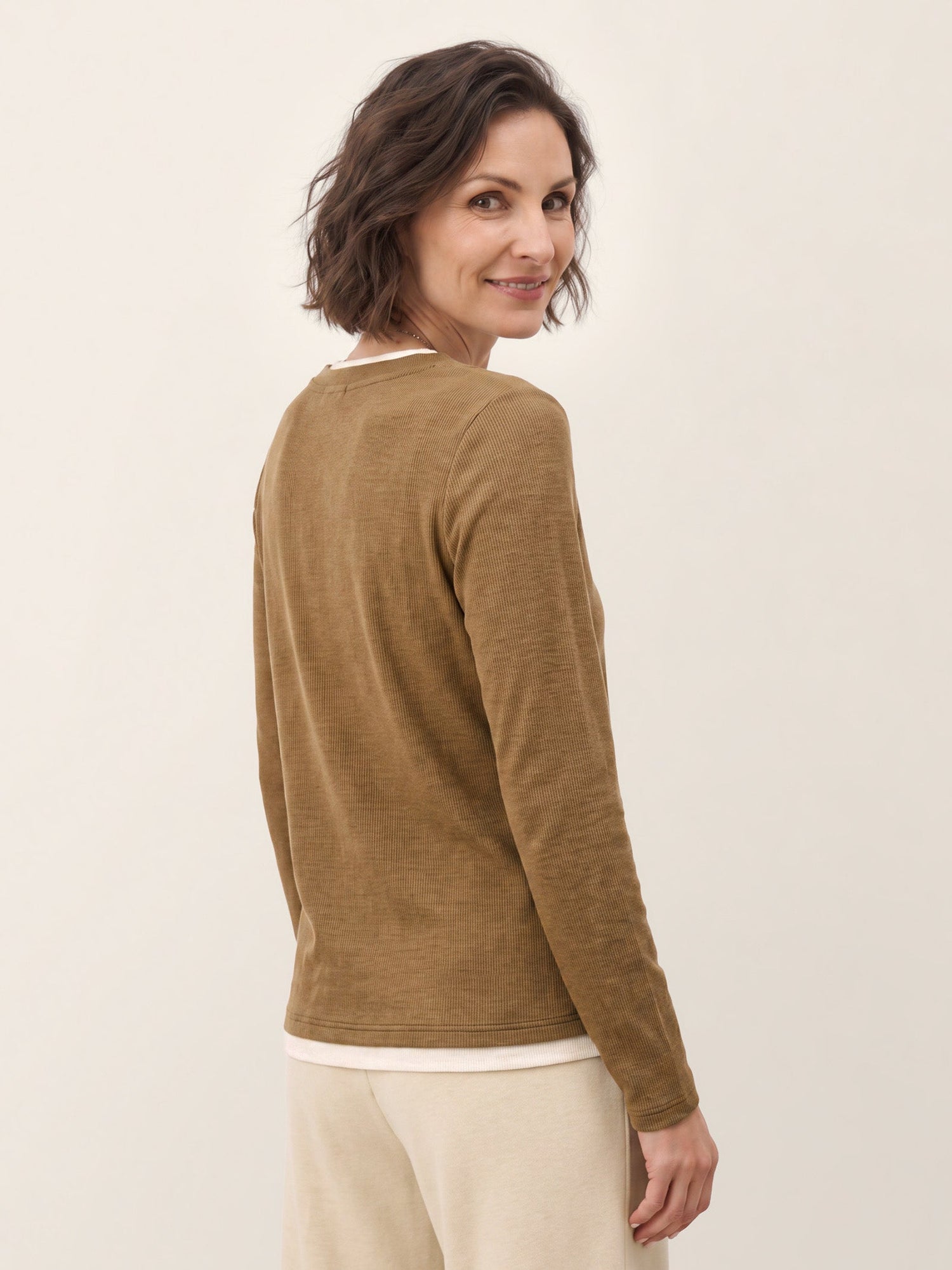 Lyocell Wool Layered Look Button Placket Top SABRINE  DestGlow