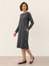 Lyocell Wool Side Button A-Line Knit Midi Dress MIRENA  DestGlow