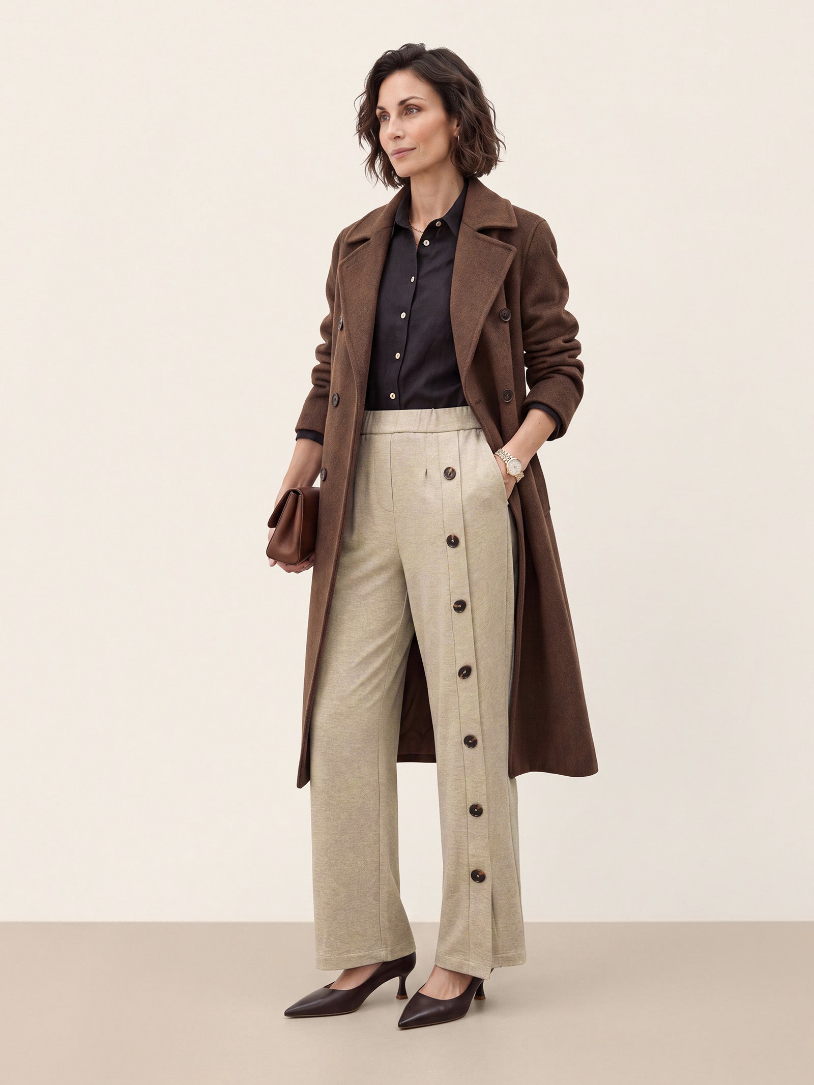 Lyocell Wool Side Button Wide Leg Knit Pants MAREN  DestGlow