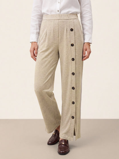 Lyocell Wool Side Button Wide Leg Knit Pants MAREN  DestGlow