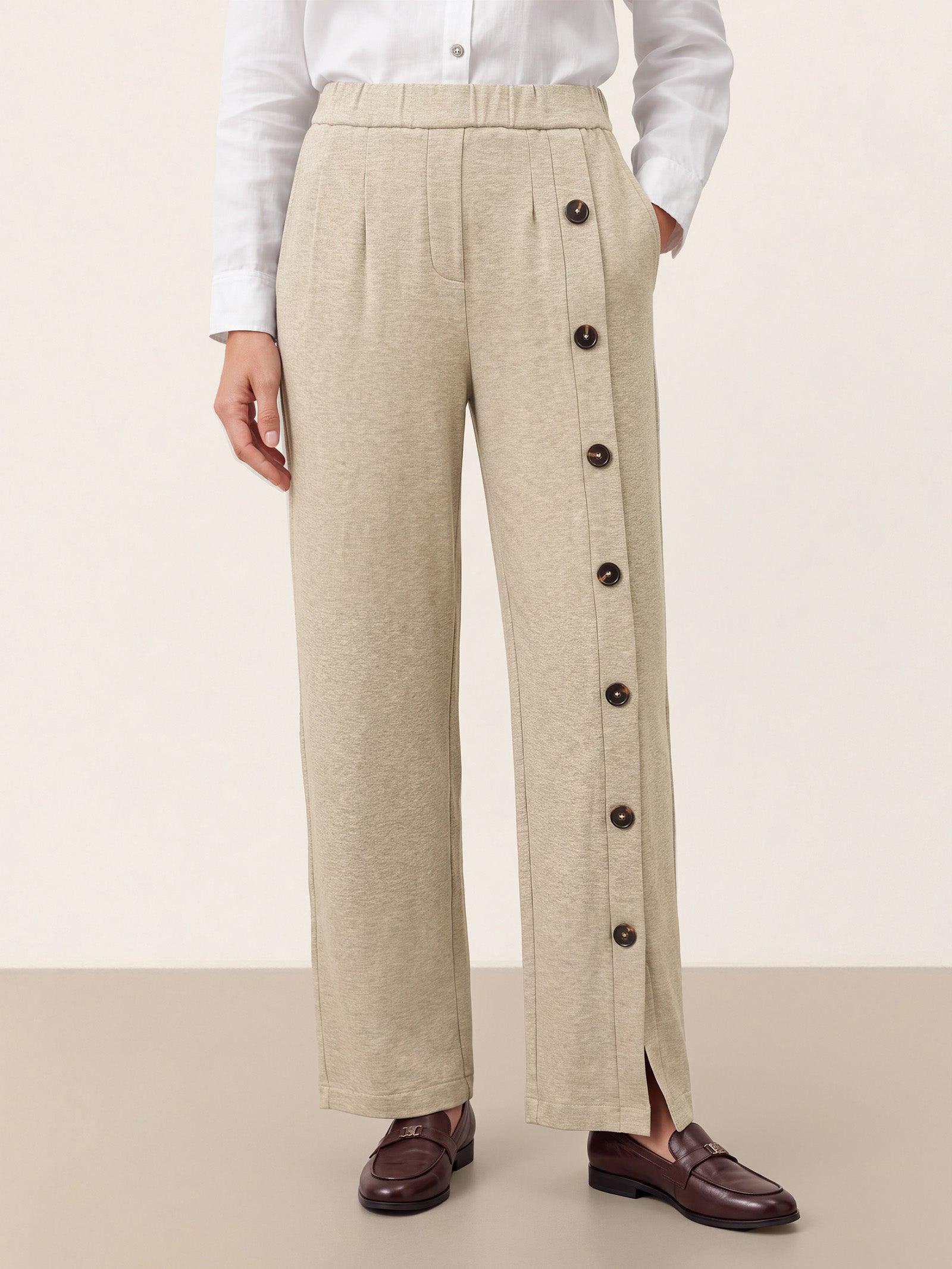 Lyocell Wool Side Button Wide Leg Knit Pants MAREN  DestGlow