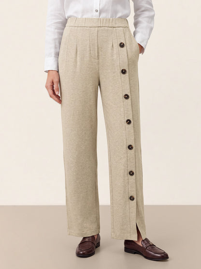 Lyocell Wool Side Button Wide Leg Knit Pants MAREN  DestGlow
