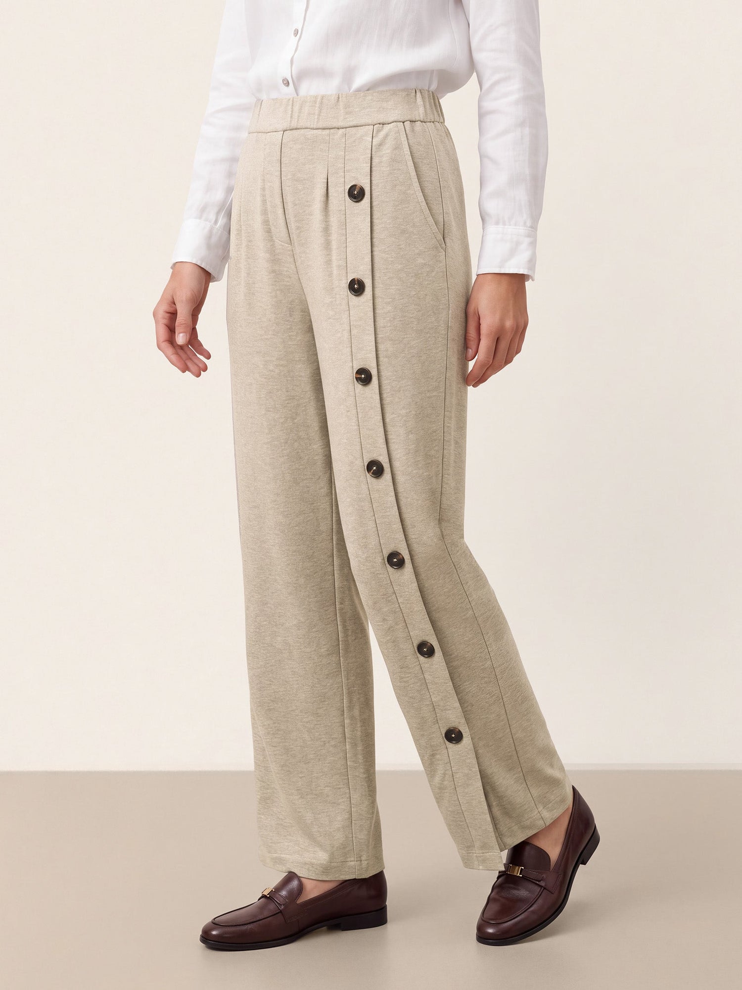 Lyocell Wool Side Button Wide Leg Knit Pants MAREN  DestGlow