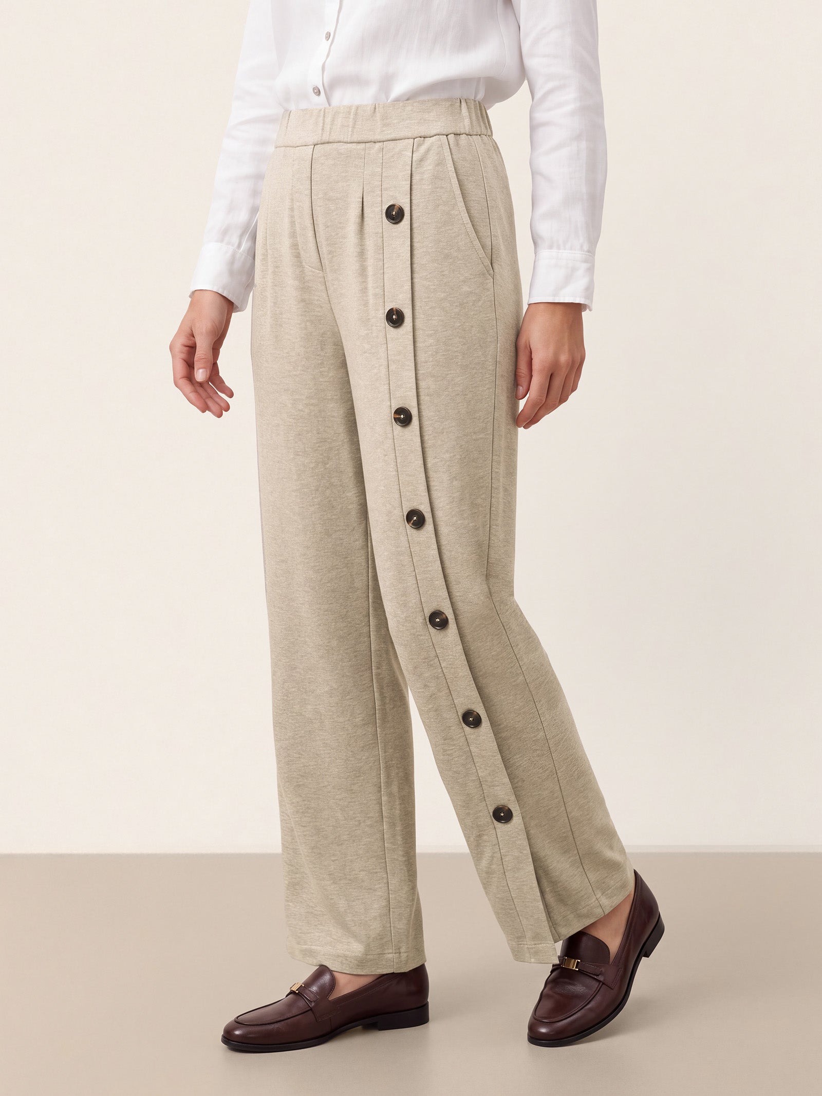 Lyocell Wool Side Button Wide Leg Knit Pants MAREN  DestGlow