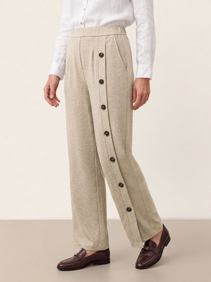 Lyocell Wool Side Button Wide Leg Knit Pants MAREN  DestGlow