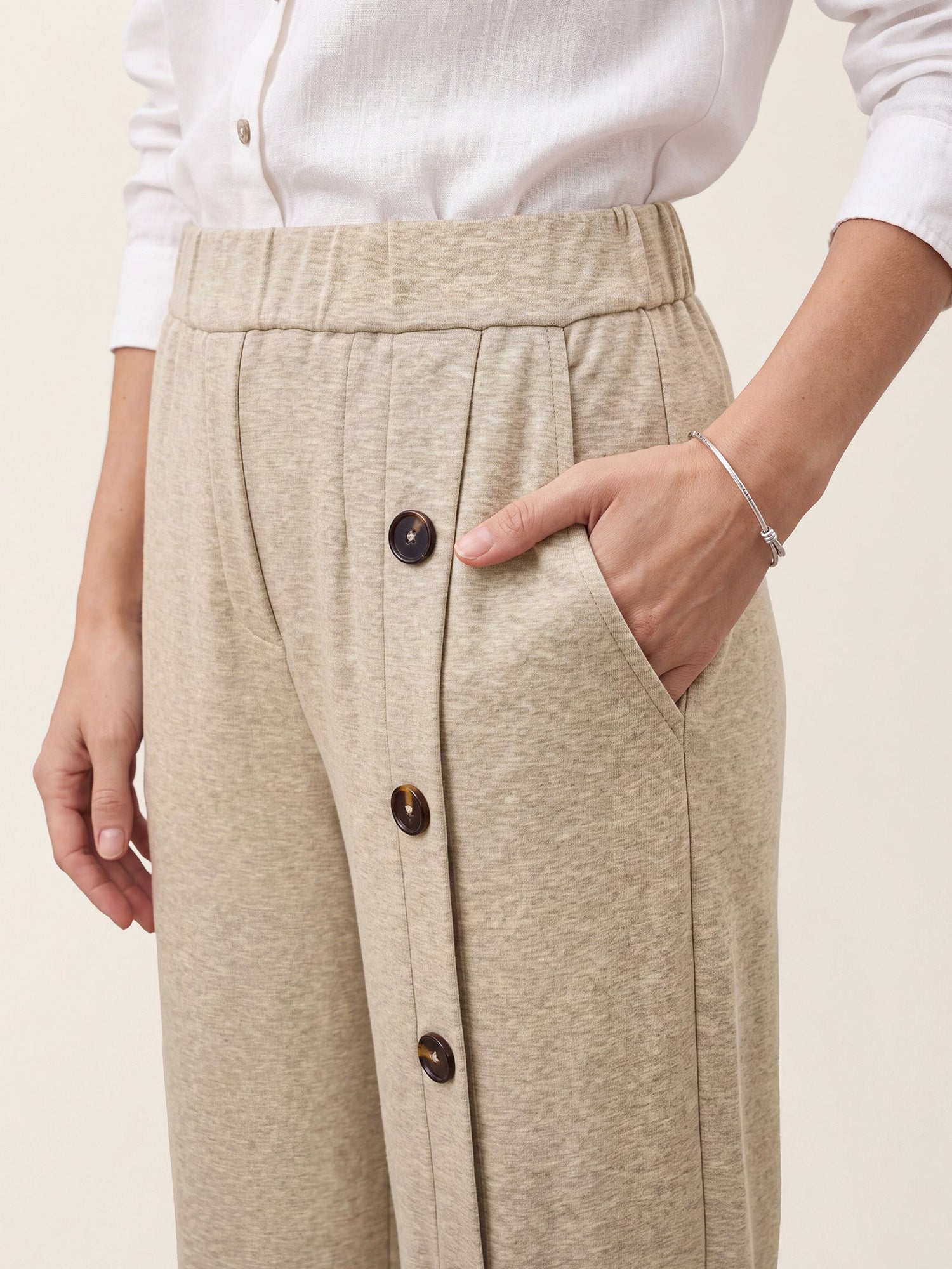 Lyocell Wool Side Button Wide Leg Knit Pants MAREN  DestGlow