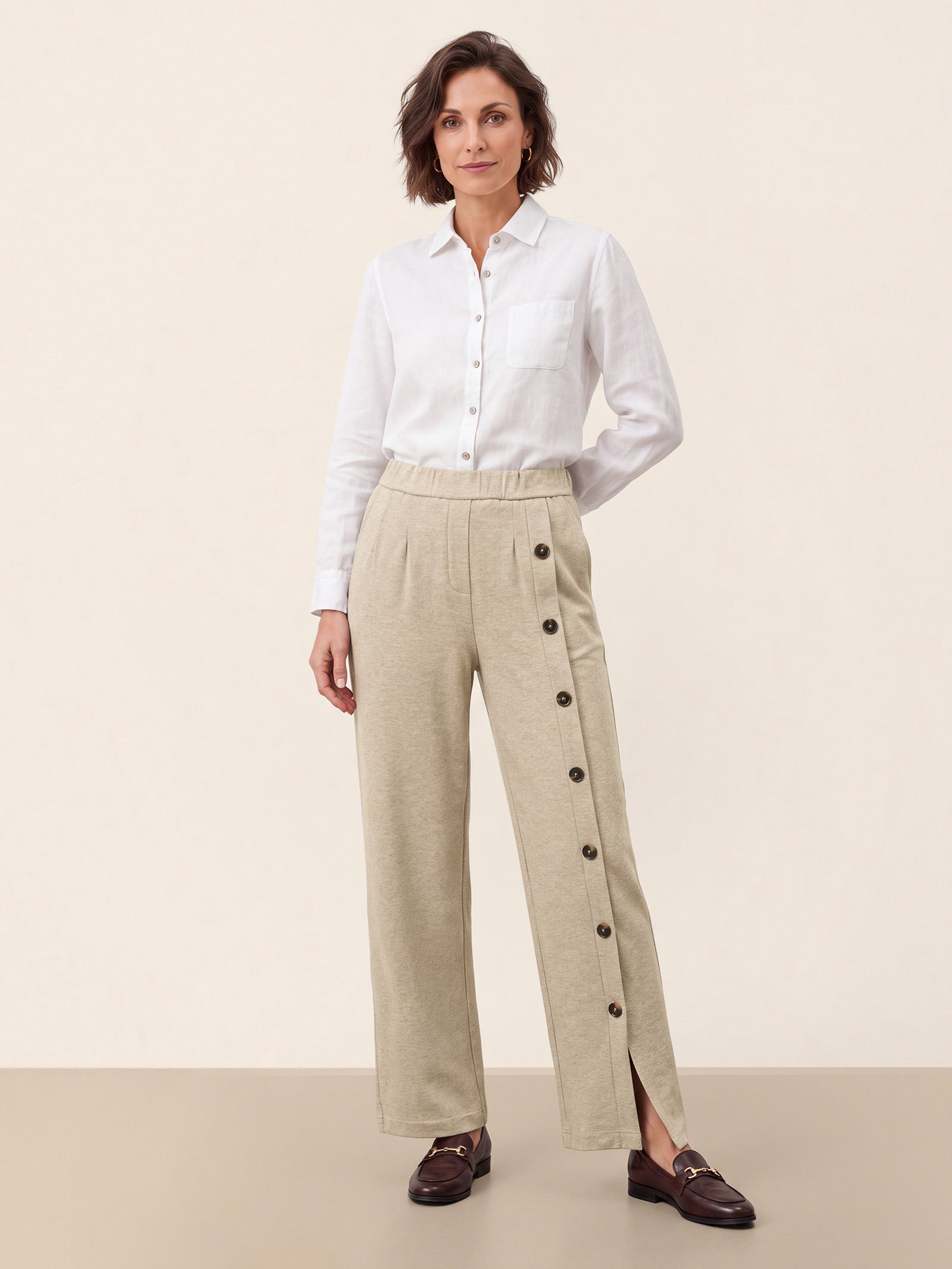 Lyocell Wool Side Button Wide Leg Knit Pants MAREN  DestGlow