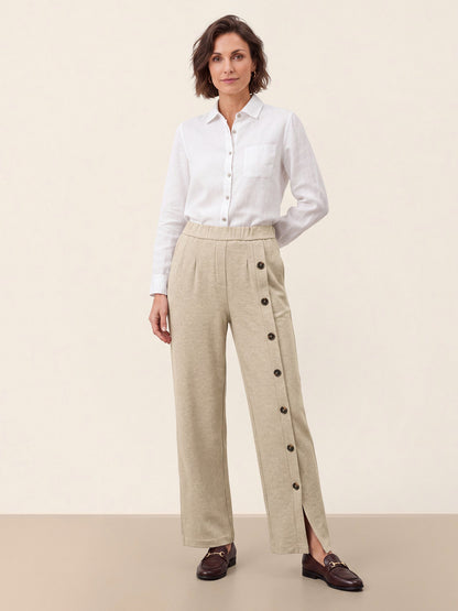 Lyocell Wool Side Button Wide Leg Knit Pants MAREN  DestGlow
