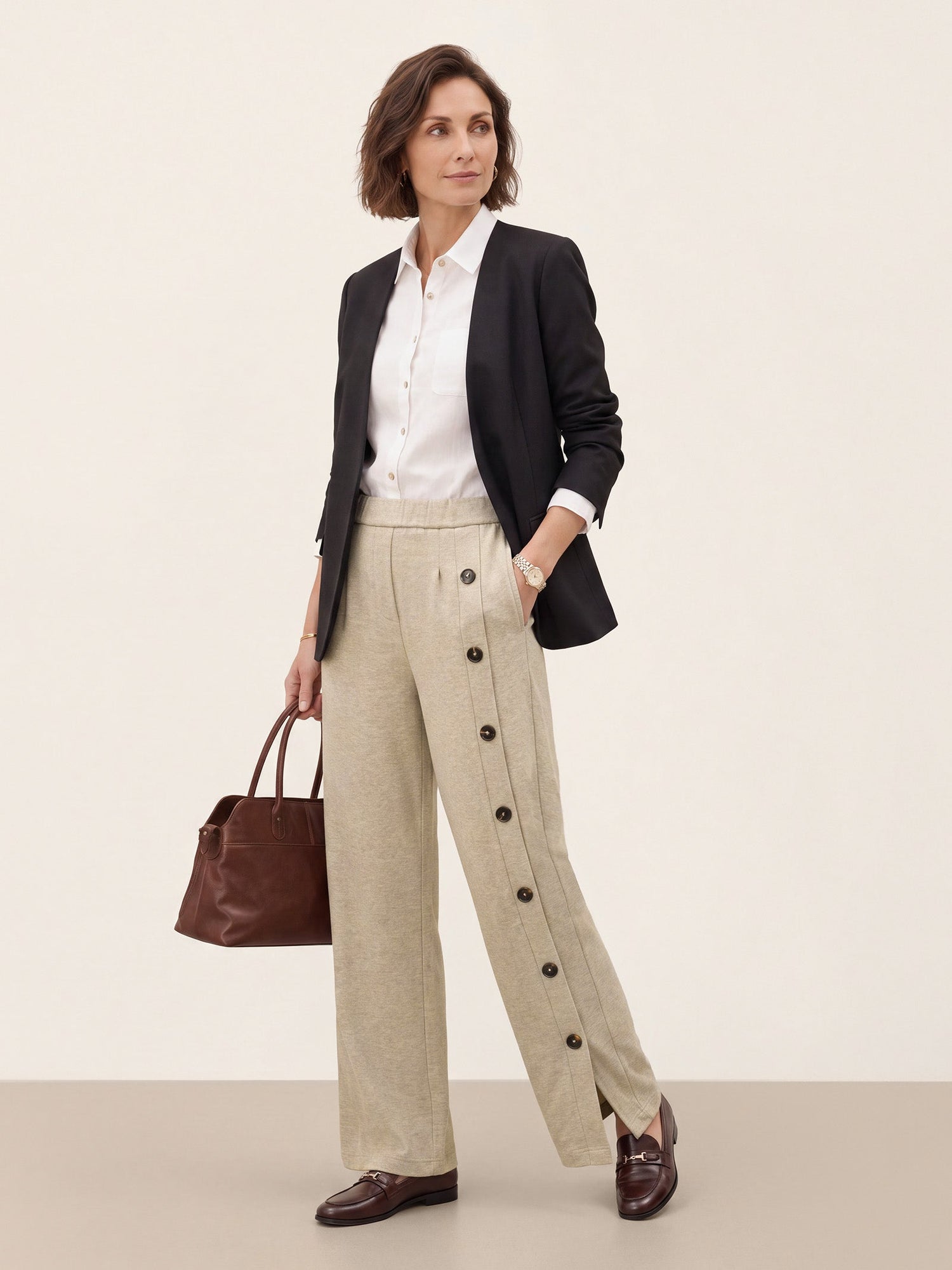 Lyocell Wool Side Button Wide Leg Knit Pants MAREN  DestGlow