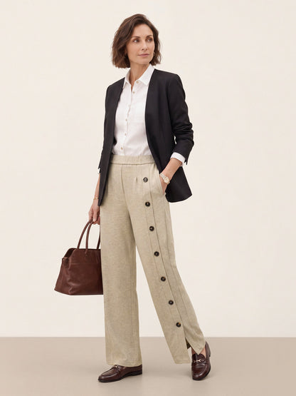 Lyocell Wool Side Button Wide Leg Knit Pants MAREN  DestGlow