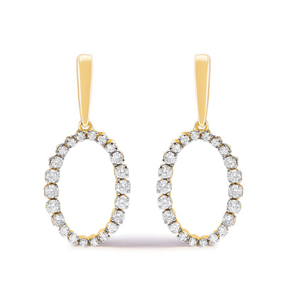 14K Yellow Gold Graduating 1/2 Cttw Diamond Oval Dangle Earrings  DestGlow