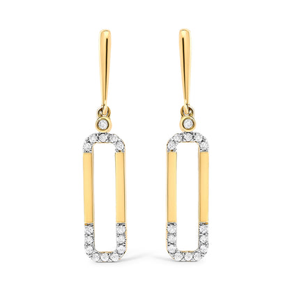 14K Yellow Gold 1/5 Cttw Diamond Paper Clip Dangle Earrings  DestGlow