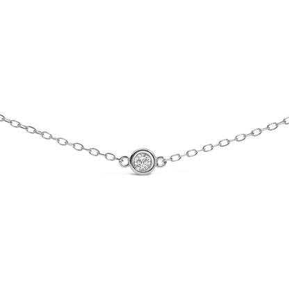 14K White Gold 1/2 Cttw Bezel Set Diamond Station Necklace  DestGlow