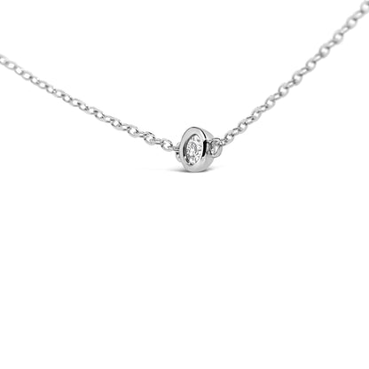 14K White Gold 1/2 Cttw Bezel Set Diamond Station Necklace  DestGlow