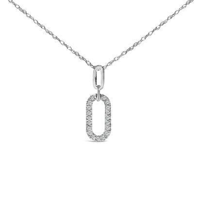 14K White Gold Diamond Accent Paperclip Pendant Necklace  DestGlow