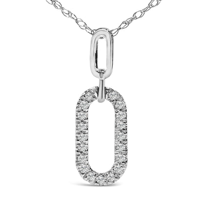 14K White Gold Diamond Accent Paperclip Pendant Necklace  DestGlow