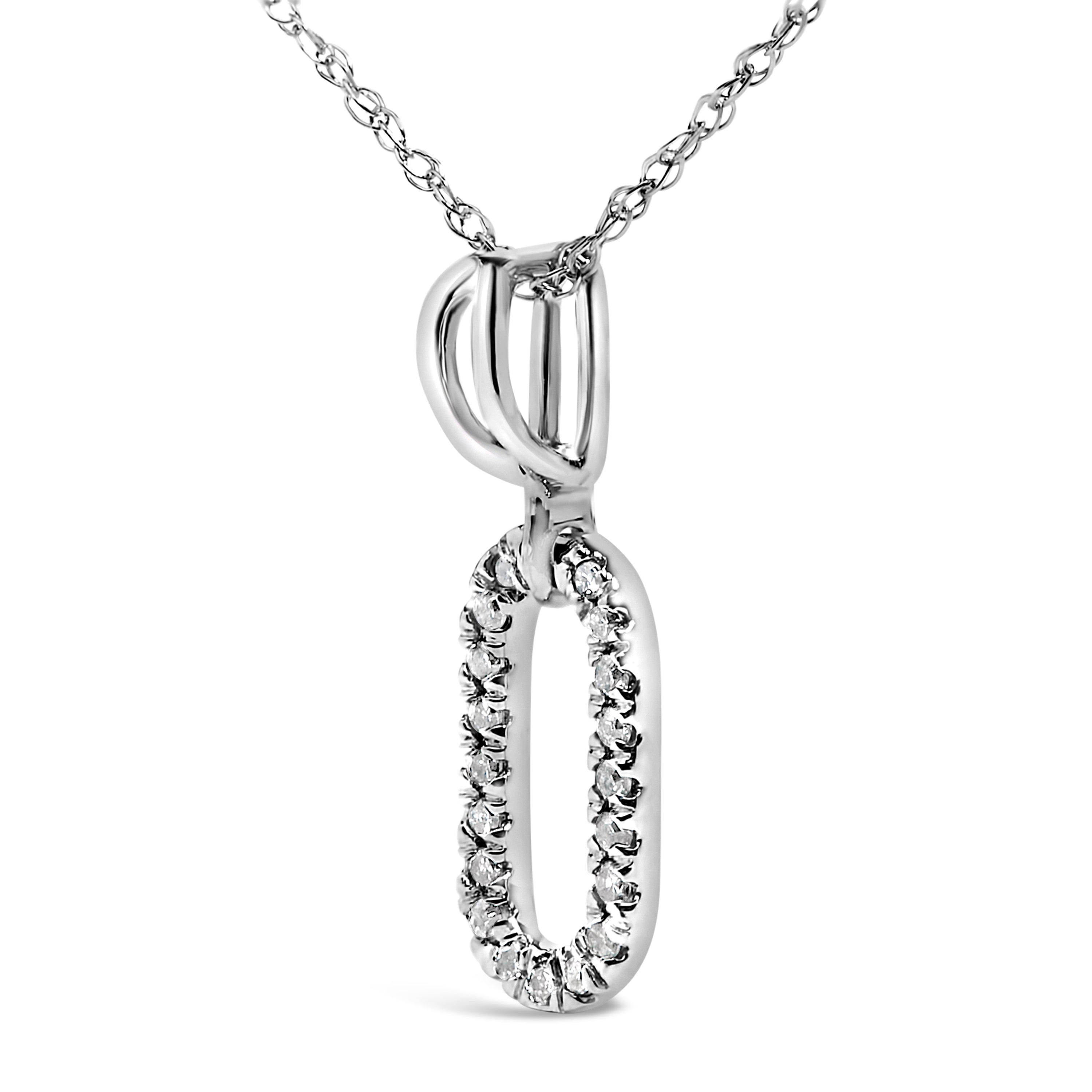 14K White Gold Diamond Accent Paperclip Pendant Necklace  DestGlow