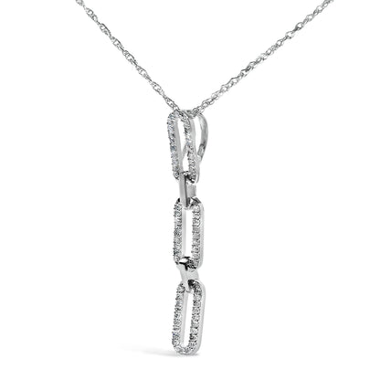 14K White Gold 1/10 Cttw Diamond Triple Paper Clip Pendant Necklace  DestGlow