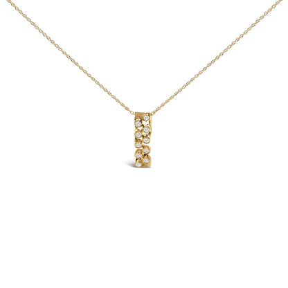 14K Yellow Gold Bezel Set 1/7 Cttw Diamond Vertical Bar Pendant Necklace  DestGlow