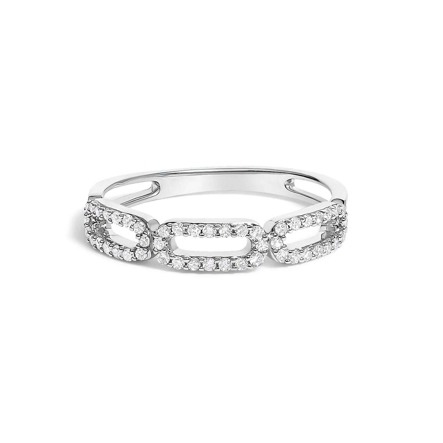 14K White Gold 1/4 Cttw Diamond Paper Clip Ring  DestGlow