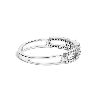 14K White Gold 1/4 Cttw Diamond Paper Clip Ring  DestGlow
