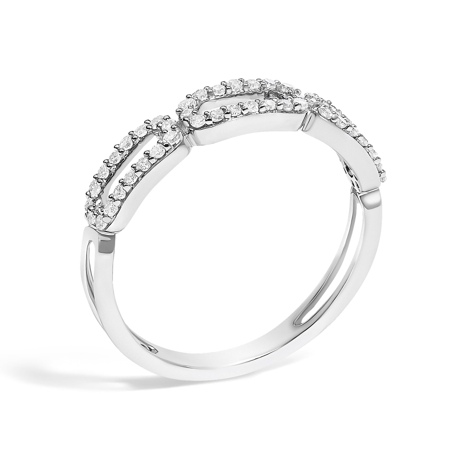 14K White Gold 1/4 Cttw Diamond Paper Clip Ring  DestGlow
