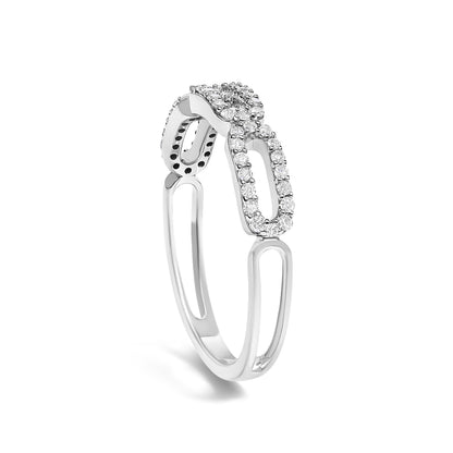 14K White Gold 1/4 Cttw Diamond Paper Clip Ring  DestGlow