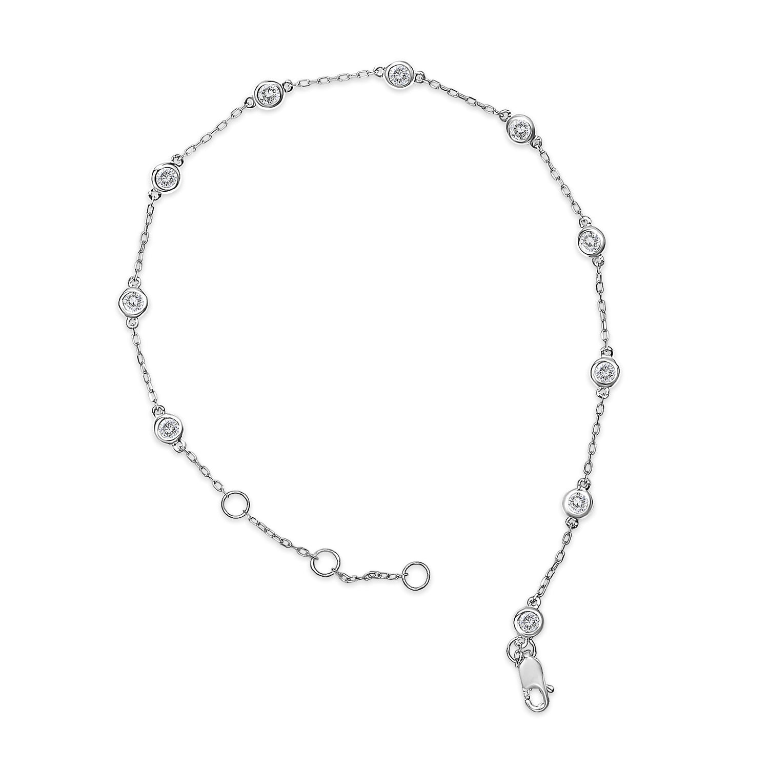 14K White Gold 1/2 Cttw Diamond by Yard Bracelet  DestGlow