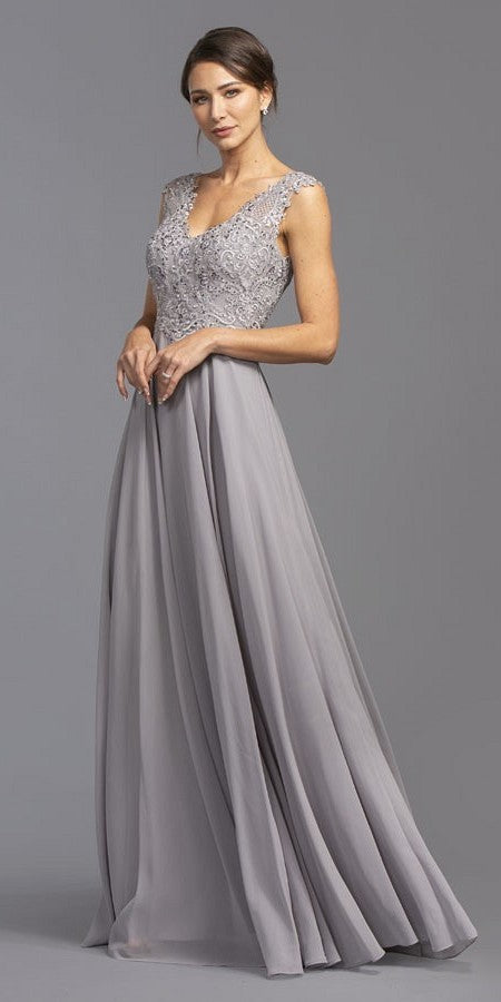 CLEARANCE - Aspeed USA M2341 Sleeveless Appliqued Long Dress (Size M) by DiscountDressShop