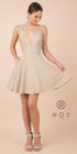 CLEARANCE - Nox Anabel M684 Short Gold Shimmering A-Line Dress (Size XS) by DiscountDressShop