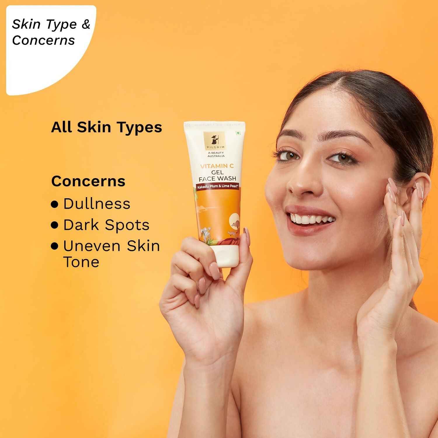 Pilgrim Australian Vitamin C Gel Face Wash For Glowing Skin With Kakadu Plum &amp; Lime Pearl