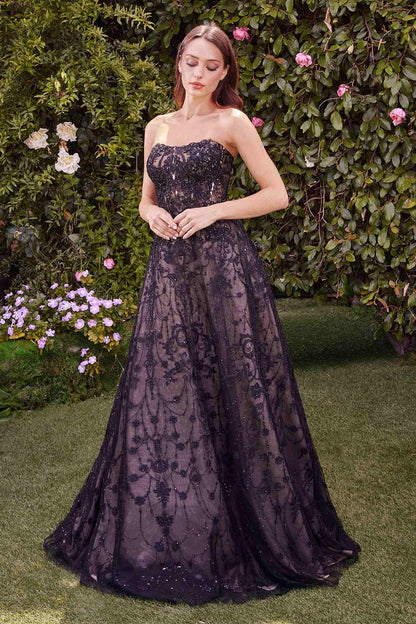 Andrea &amp; Leo MA104 Strapless Embroidered Ball Gown With Removable Jacket