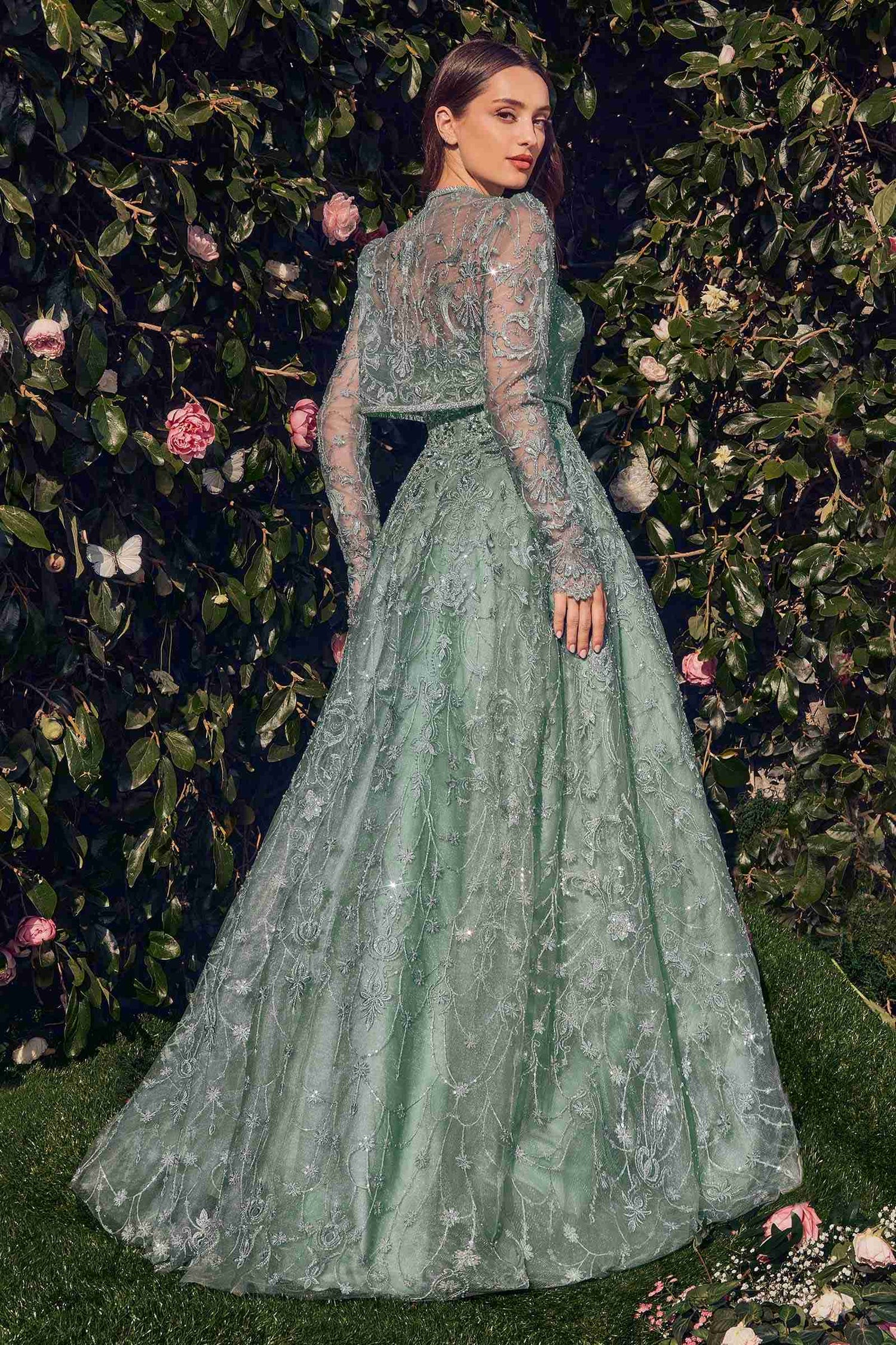 Andrea &amp; Leo MA104 Strapless Embroidered Ball Gown With Removable Jacket