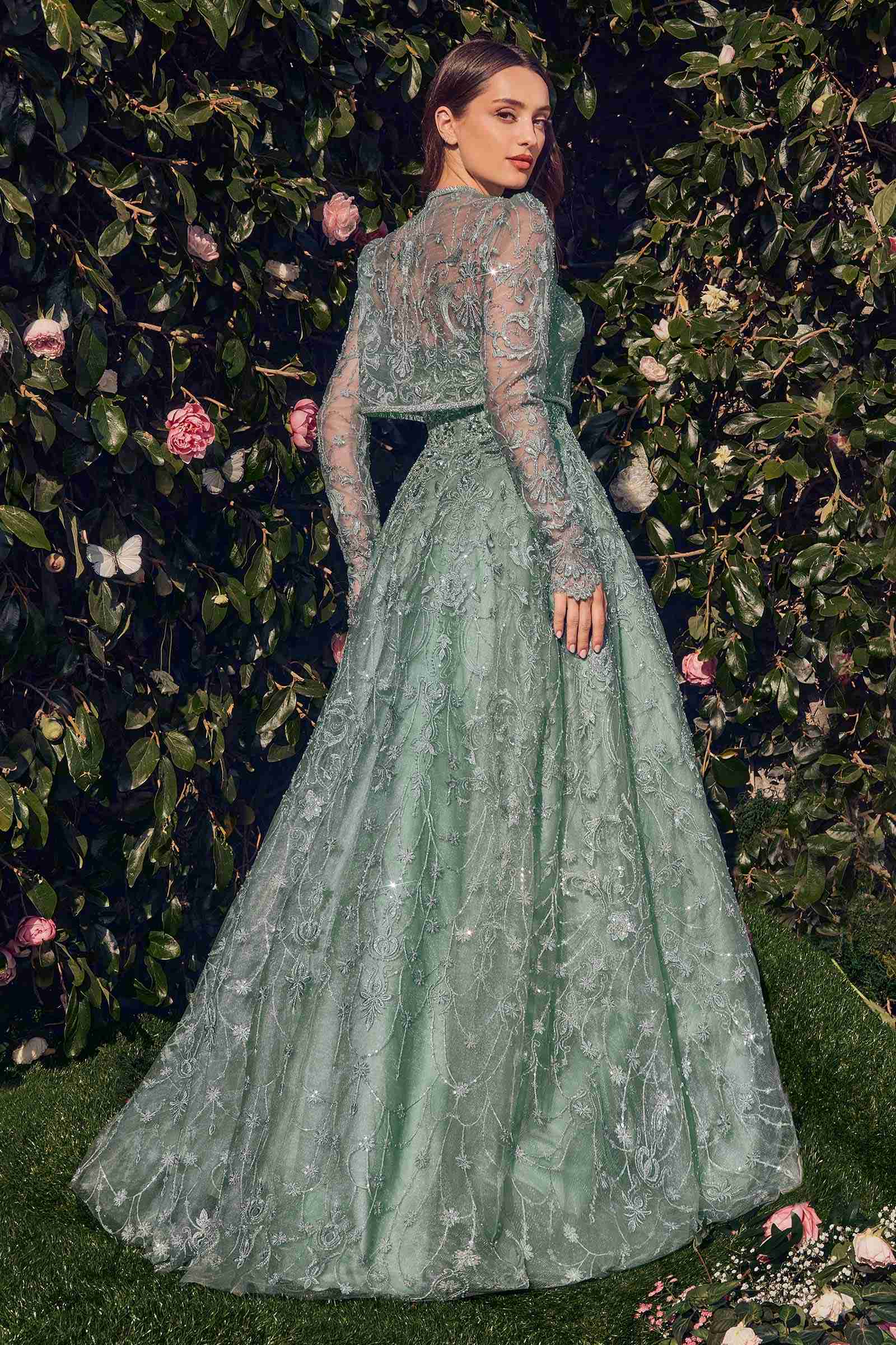 Andrea &amp; Leo MA104 Strapless Embroidered Ball Gown With Removable Jacket