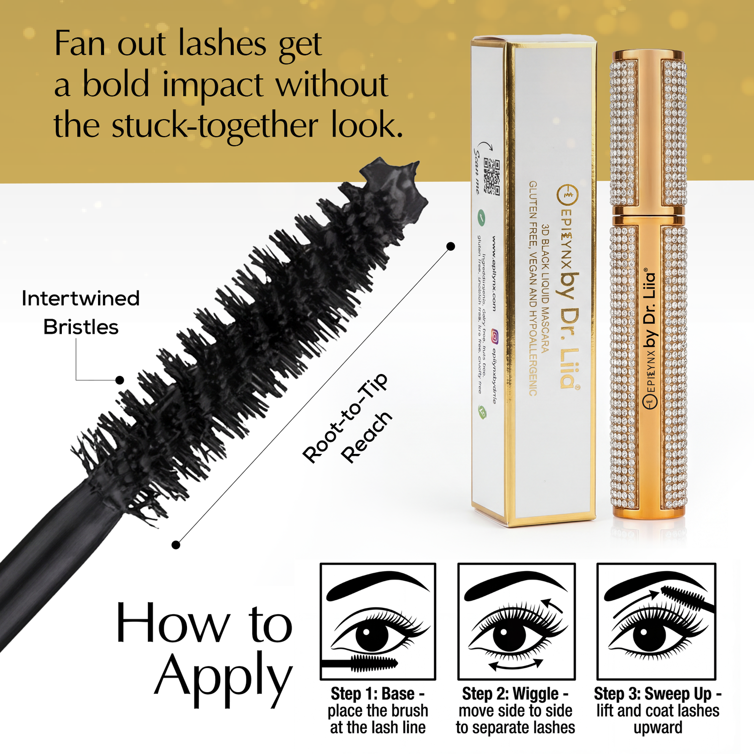 Mega Volume Vegan Mascara – Smudge-Proof with Handmade Diamond Case by EpiLynx