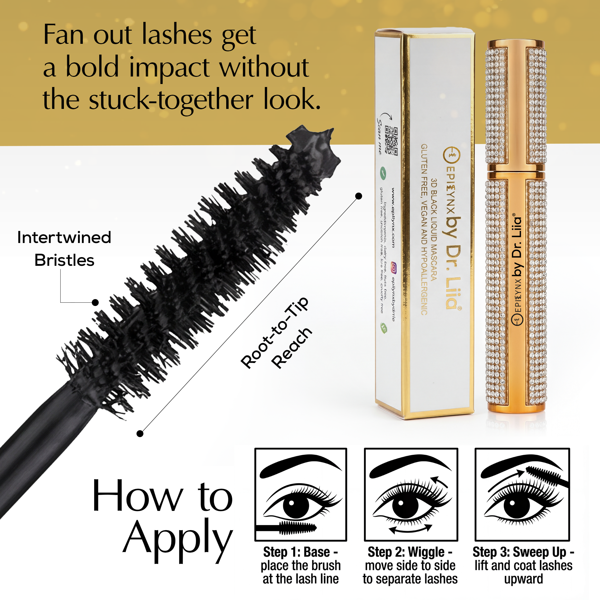 Mega Volume Vegan Mascara – Smudge-Proof with Handmade Diamond Case by EpiLynx