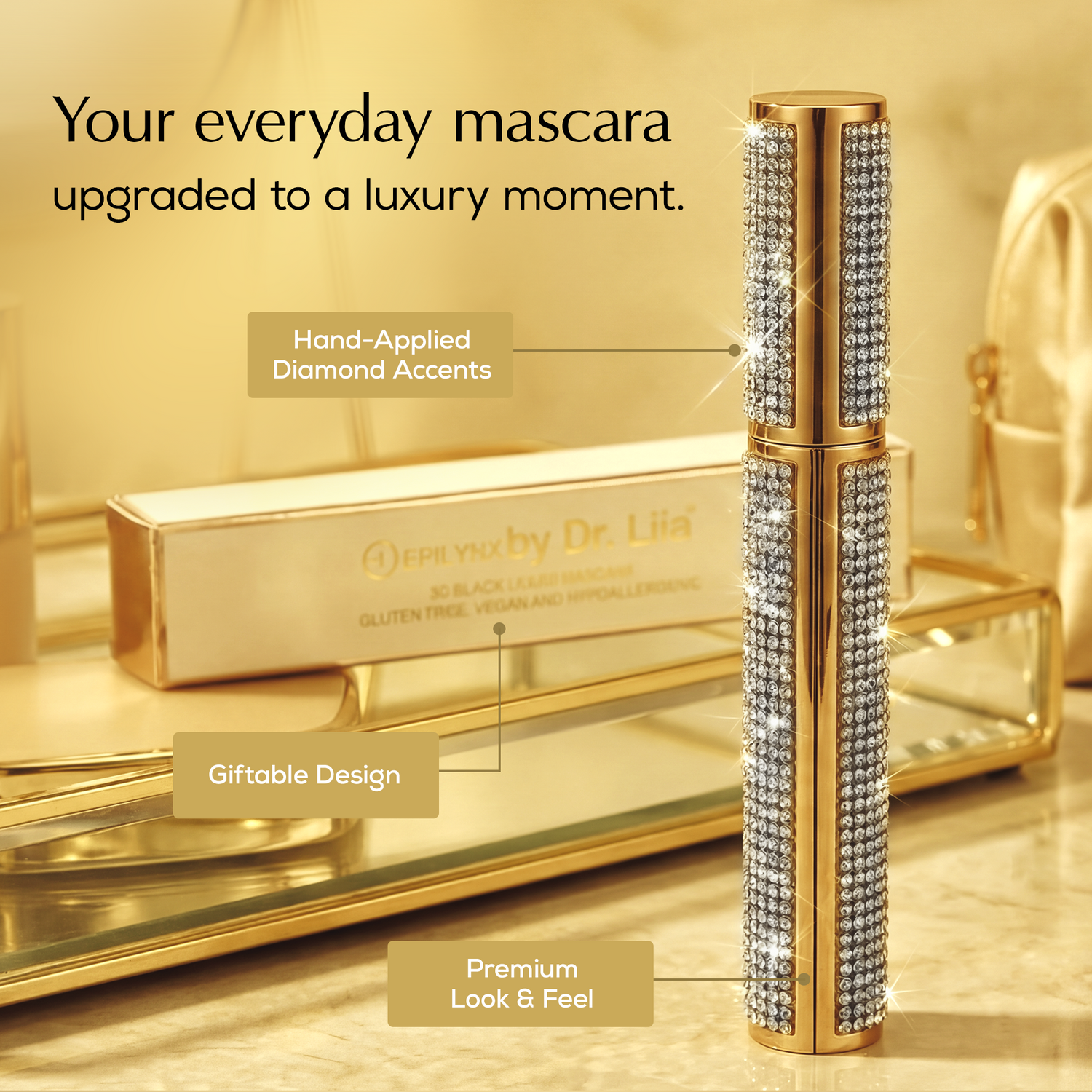 Mega Volume Vegan Mascara – Smudge-Proof with Handmade Diamond Case by EpiLynx