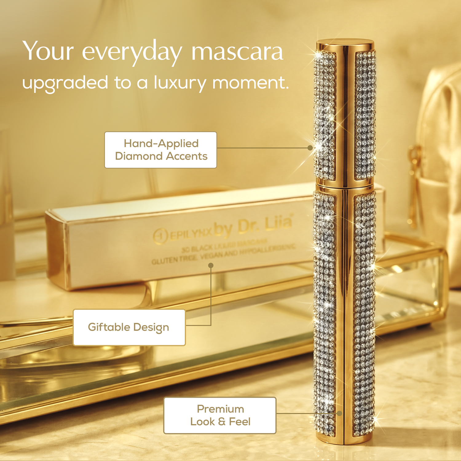 Mega Volume Vegan Mascara – Smudge-Proof with Handmade Diamond Case by EpiLynx
