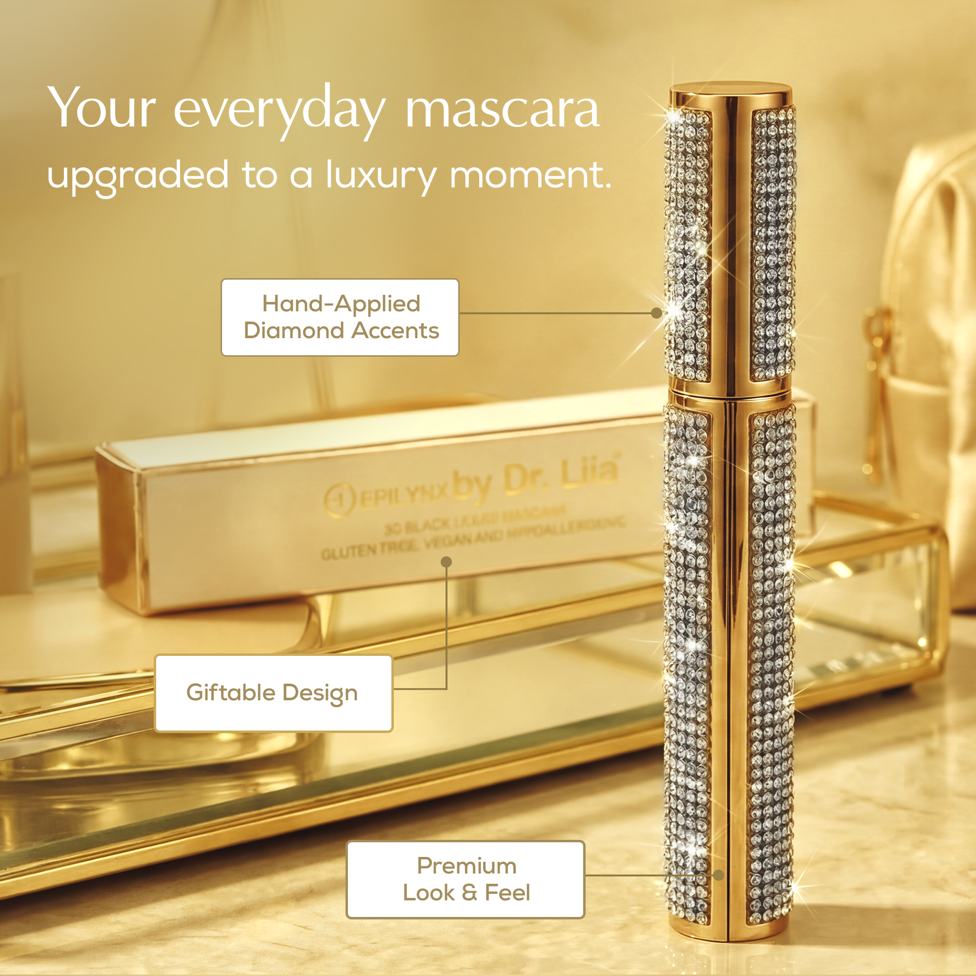 Mega Volume Vegan Mascara – Smudge-Proof with Handmade Diamond Case by EpiLynx
