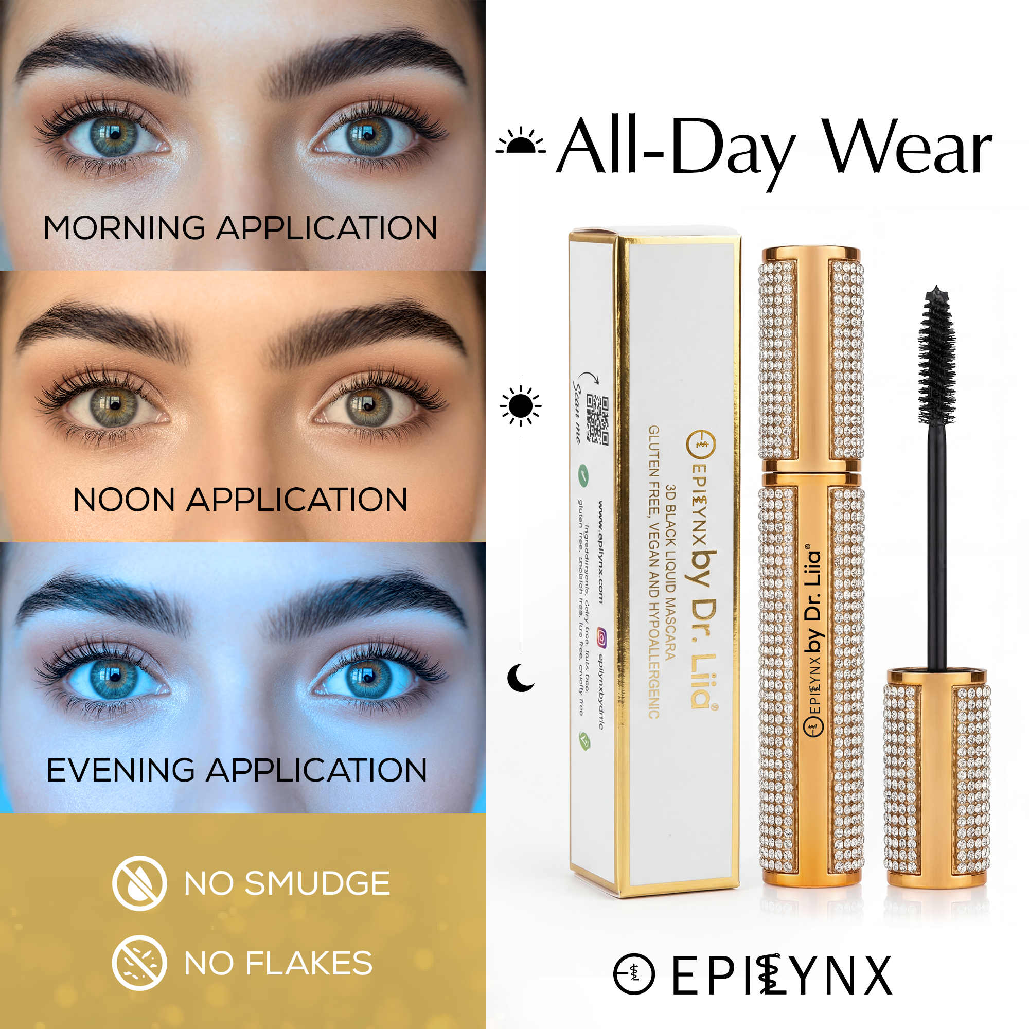 Mega Volume Vegan Mascara – Smudge-Proof with Handmade Diamond Case by EpiLynx