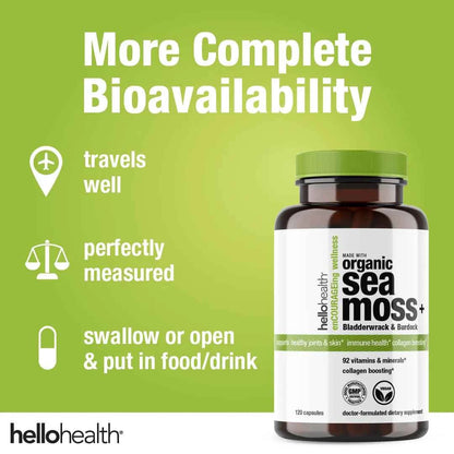 Organic Irish Sea Moss, Organic Bladderwrack, &amp; Organic Burdock capsules