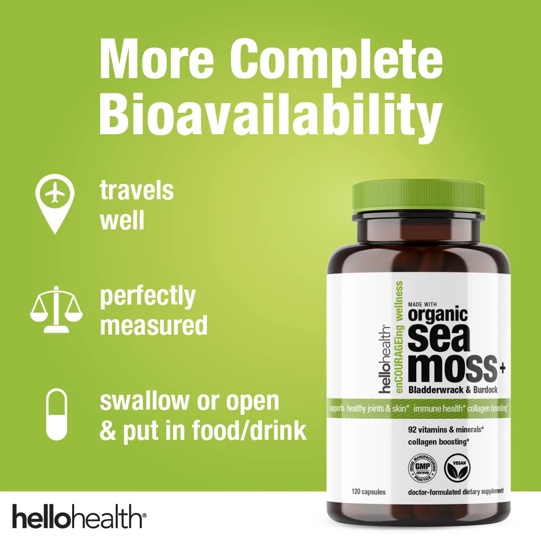Organic Irish Sea Moss, Organic Bladderwrack, &amp; Organic Burdock capsules