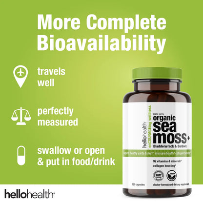 Organic Irish Sea Moss, Organic Bladderwrack, &amp; Organic Burdock capsules